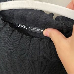 Zara mockneck ribbed long sleeve top